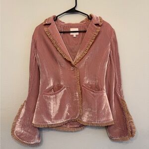 Cinq a Sept Rowland Pink Velvet Women's Blazer